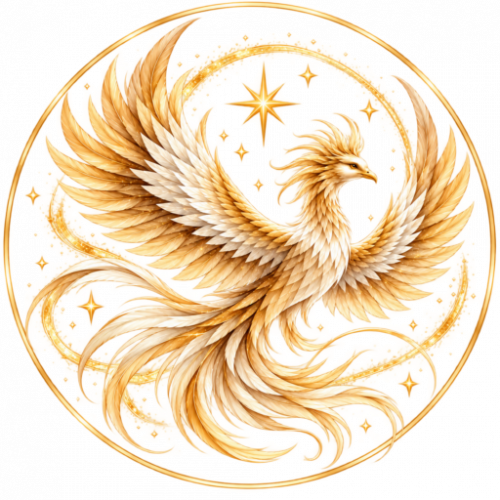 Seelenmagie-Favicon-Goldener-Phoenix-mit-Sternenring-Sabine-Hiden